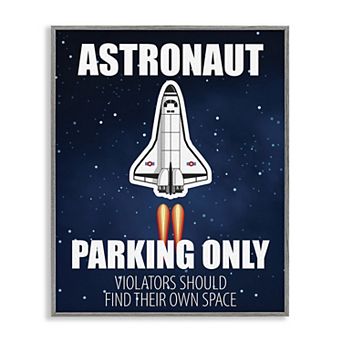 Stupell Home Decor Astronaut Parking Space Sign Framed Floating Canvas