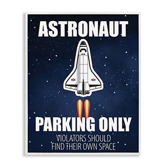 Stupell Home Decor Astronaut Parking Space Sign Framed Floating Canvas