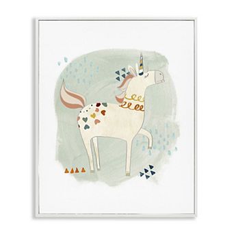 Stupell Home Decor Soft Patterned Unicorn Framed Canvas Wall Art