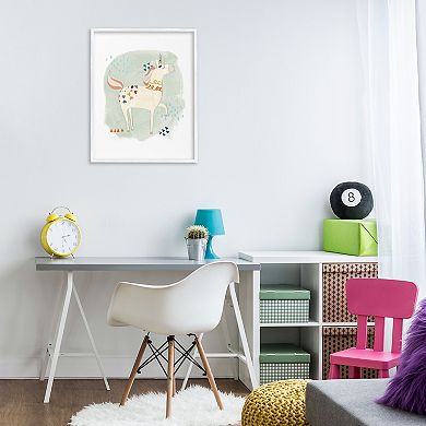 Stupell Home Decor Soft Patterned Unicorn Framed Canvas Wall Art