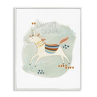 Stupell Home Decor Dream Squad Unicorn Framed Canvas Wall Art