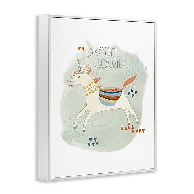 Stupell Home Decor Dream Squad Unicorn Framed Canvas Wall Art