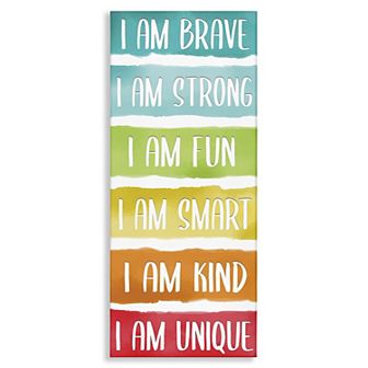 Stupell Home Decor Fun Inspirational Rainbow Phrases Stretched Canvas Print
