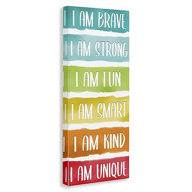 Stupell Home Decor Fun Inspirational Rainbow Phrases Stretched Canvas Print