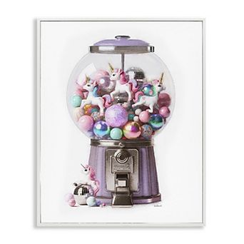 Stupell Home Decor Unicorn Gumball Machine Framed Canvas Wall Art