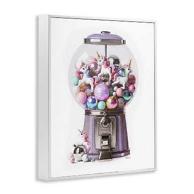 Stupell Home Decor Unicorn Gumball Machine Framed Canvas Wall Art