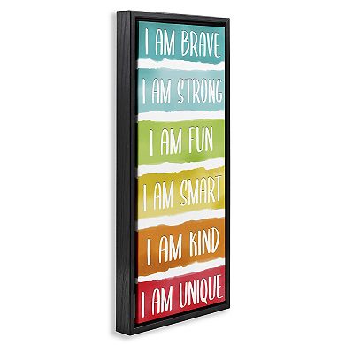 Stupell Home Decor Fun Inspirational Rainbow Phrases Framed Canvas Wall Art