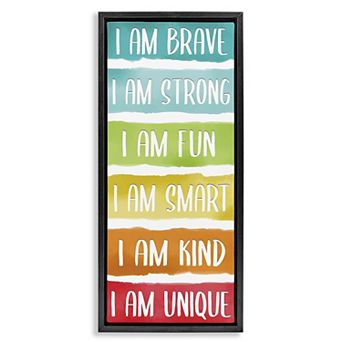 Stupell Home Decor Fun Inspirational Rainbow Phrases Framed Canvas Wall Art