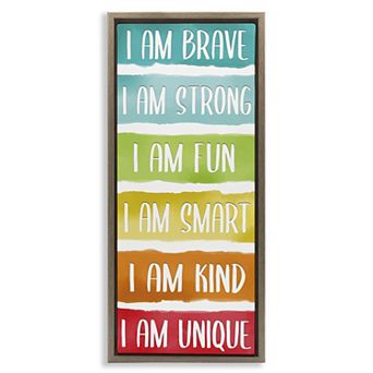 Stupell Home Decor Fun Inspirational Rainbow Phrases Framed Canvas Wall Art