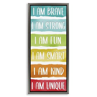 Stupell Home Decor Fun Inspirational Rainbow Phrases Framed Canvas Wall Art