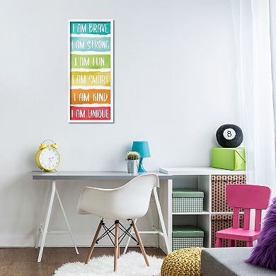 Stupell Home Decor Fun Inspirational Rainbow Phrases Framed Floating Canvas