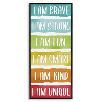Stupell Home Decor Fun Inspirational Rainbow Phrases Framed Floating Canvas