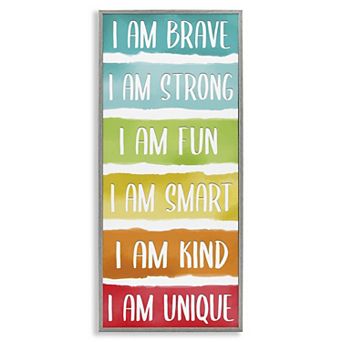 Stupell Home Decor Fun Inspirational Rainbow Phrases Framed Floating Canvas