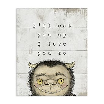 Stupell Home Decor Mythical Forest Monster Love Phrase Canvas Wall Art