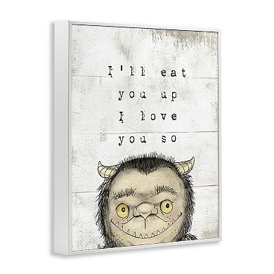 Stupell Home Decor Mythical Forest Monster Love Phrase Framed Canvas Wall Art