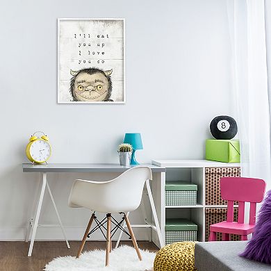 Stupell Home Decor Mythical Forest Monster Love Phrase Framed Canvas Wall Art