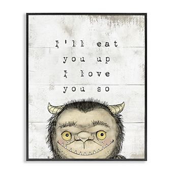 Stupell Home Decor Mythical Forest Monster Love Phrase Framed Canvas Wall Art