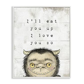 Stupell Home Decor Mythical Forest Monster Love Phrase Framed Canvas Wall Art