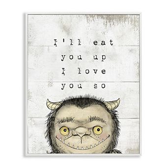 Stupell Home Decor Mythical Forest Monster Love Phrase Framed Canvas Wall Art