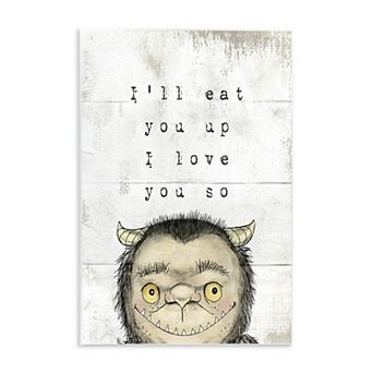 Stupell Home Decor Mythical Forest Monster Love Phrase Wooden Wall Art