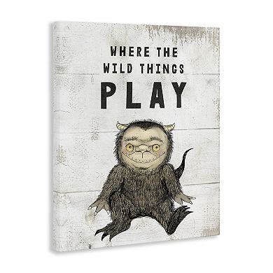 Stupell Home Decor Where Wild Things Play Monster Canvas Wall Art