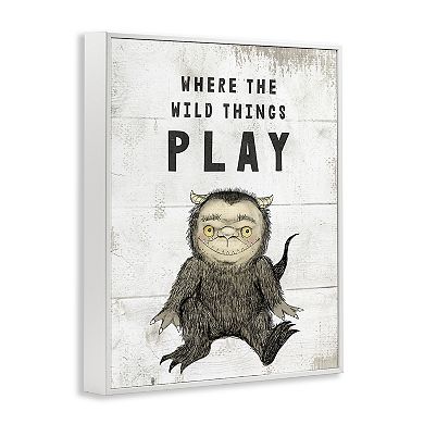 Stupell Home Decor Where Wild Things Play Monster Framed Canvas Wall Art