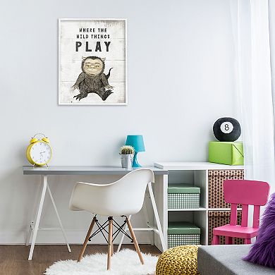 Stupell Home Decor Where Wild Things Play Monster Framed Canvas Wall Art