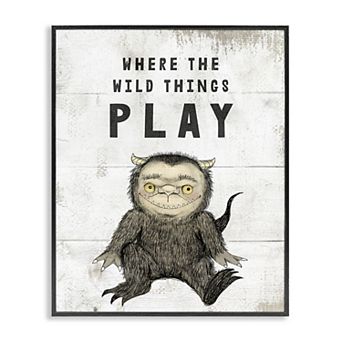 Stupell Home Decor Where Wild Things Play Monster Framed Canvas Wall Art