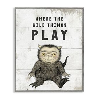 Stupell Home Decor Where Wild Things Play Monster Framed Canvas Wall Art