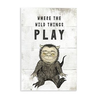 Stupell Home Decor Where Wild Things Play Monster Wooden Wall Art