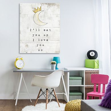 Stupell Home Decor Eat You Up Moon Phrase Canvas Wall Art