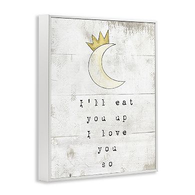 Stupell Home Decor Eat You Up Moon Phrase Framed Canvas Wall Art