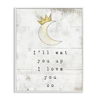 Stupell Home Decor Eat You Up Moon Phrase Framed Canvas Wall Art