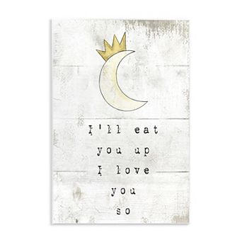 Stupell Home Decor Eat You Up Moon Phrase Wooden Wall Art