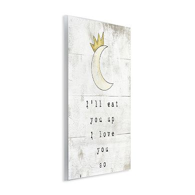 Stupell Home Decor Eat You Up Moon Phrase Wooden Wall Art
