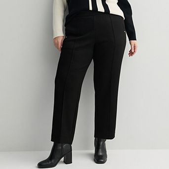 Plus Size Chelsea & Theodore Elastic Back Straight Leg Pants
