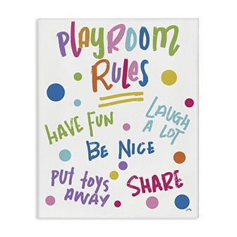 Stupell Home Decor Playroom Rules Polka Dot Pattern Canvas Wall Art