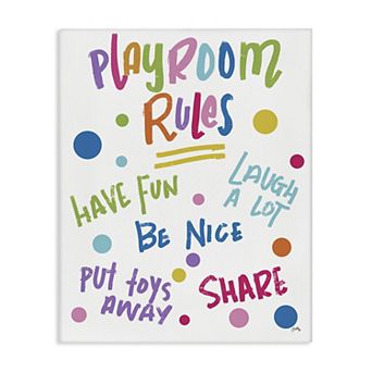 Stupell Home Decor Playroom Rules Polka Dot Pattern Canvas Wall Art