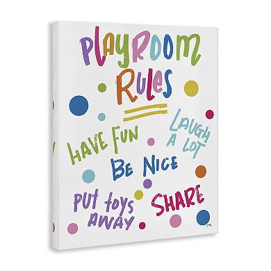 Stupell Home Decor Playroom Rules Polka Dot Pattern Canvas Wall Art