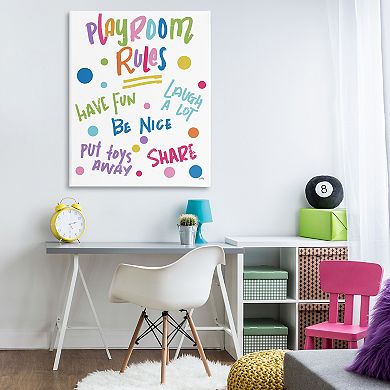 Stupell Home Decor Playroom Rules Polka Dot Pattern Canvas Wall Art