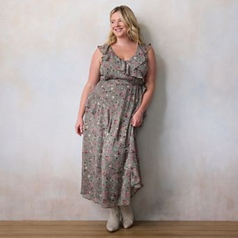 Plus Size LC Lauren Conrad Asymmetrical Ruffle Maxi Dress