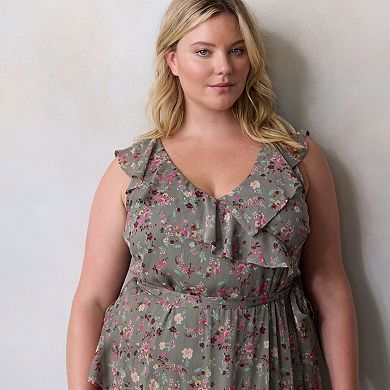 Plus Size LC Lauren Conrad Asymmetrical Ruffle Maxi Dress