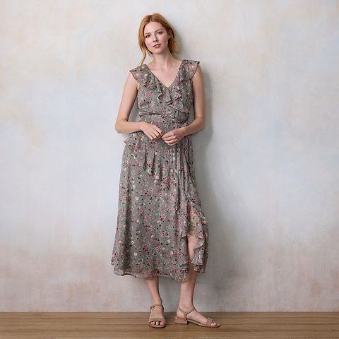Женские платья LC Lauren Conrad Petite LC Lauren Conrad Asymmetrical Ruffle Maxi Dress