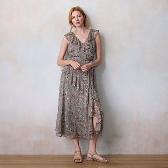 Petite LC Lauren Conrad Asymmetrical Ruffle Maxi Dress