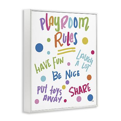 Stupell Home Decor Playroom Rules Polka Dot Pattern Framed Canvas Wall Art