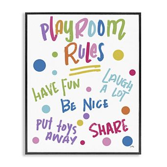 Stupell Home Decor Playroom Rules Polka Dot Pattern Framed Canvas Wall Art