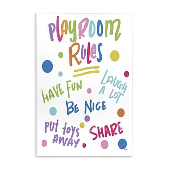Stupell Home Decor Playroom Rules Polka Dot Pattern Wooden Wall Art
