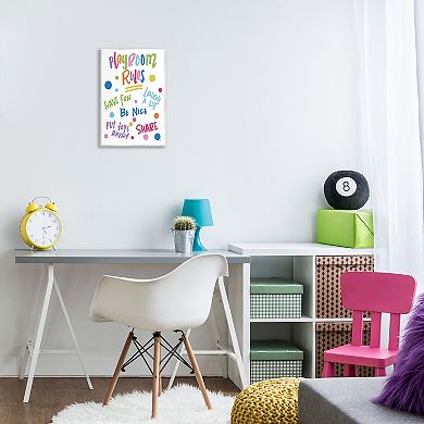 Stupell Home Decor Playroom Rules Polka Dot Pattern Wooden Wall Art