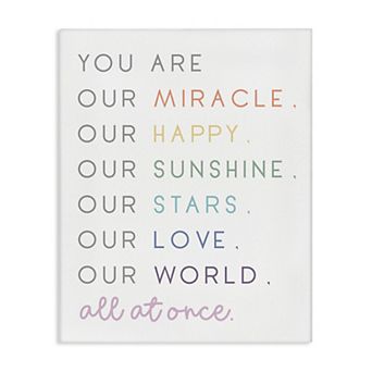 Stupell Home Decor Our Miracle Family Child Phrases Canvas Wall Art