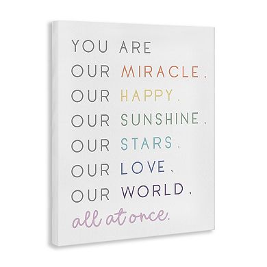 Stupell Home Decor Our Miracle Family Child Phrases Canvas Wall Art